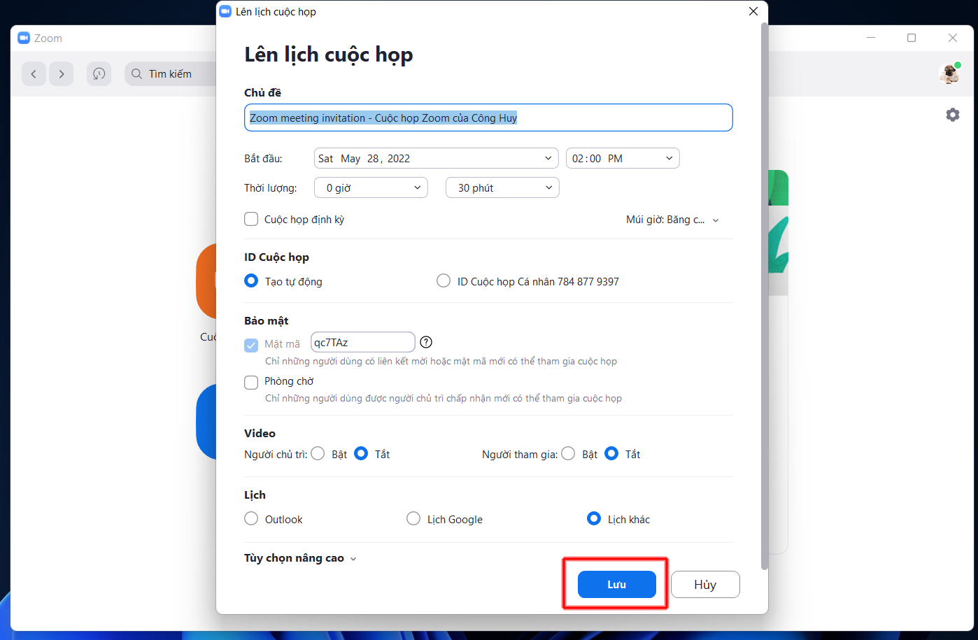 Cách lấy đường link trên Zoom 3