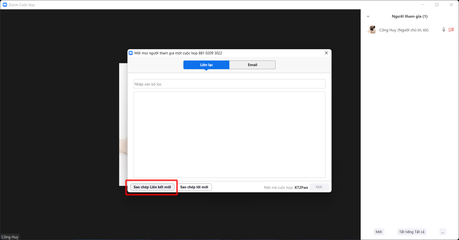 Cách lấy đường link trên Zoom 8