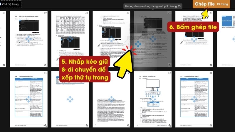 Sắp xếp thứ tự các trang và bấm ghép file Sắp xếp thứ tự các trang và bấm ghép file