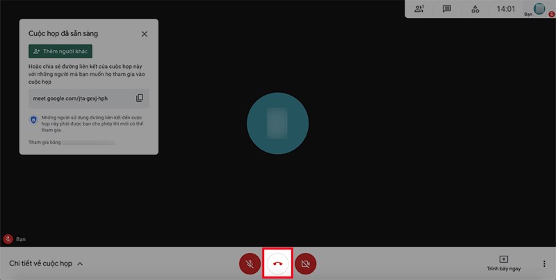 Để kết thúc buổi học, họp online, nhấn vào biểu tượng ở giữa micro và camera ở phía dưới Để kết thúc buổi học, họp online, nhấn vào biểu tượng ở giữa micro và camera ở phía dưới