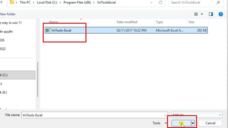 Chọn như hình và bấm OK