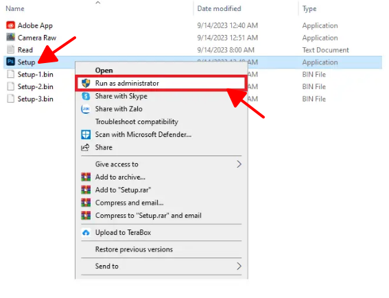 Giải nén và chạy file setup
