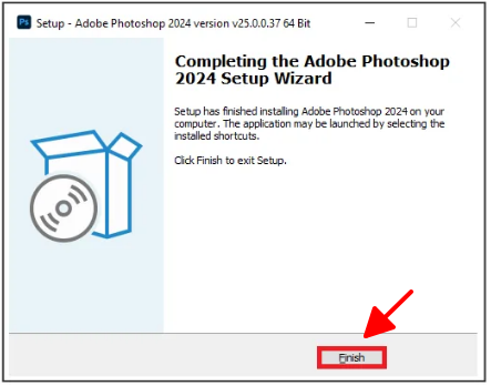 Nhấn Finish để hoàn tất và bắt đầu sử dụng photoshop cc 2024