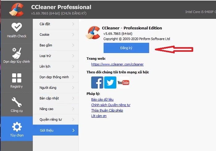 cài đặt CCleaner