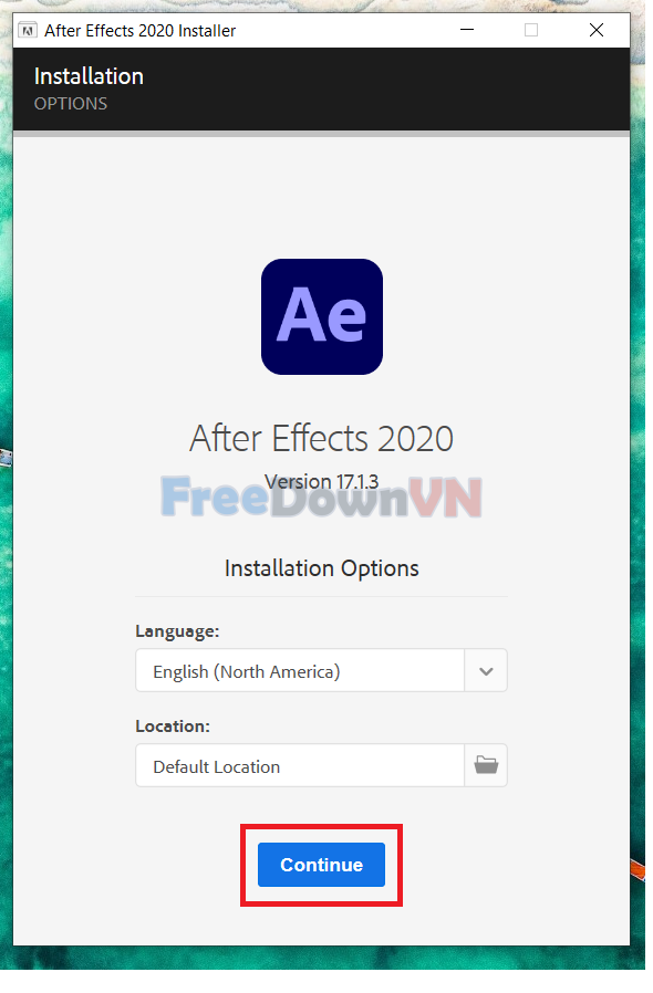 Cài đặt After Effects 2020